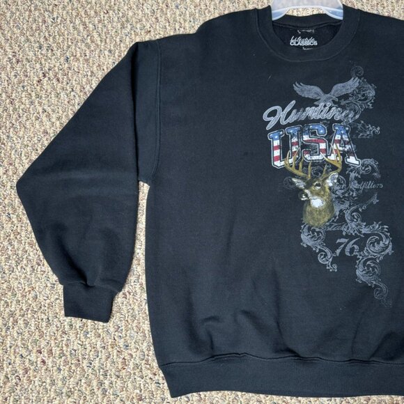 Vintage Hunting USA Sweatshirt By Lifestyle Classics  Size L  Black - Picture 7 of 7